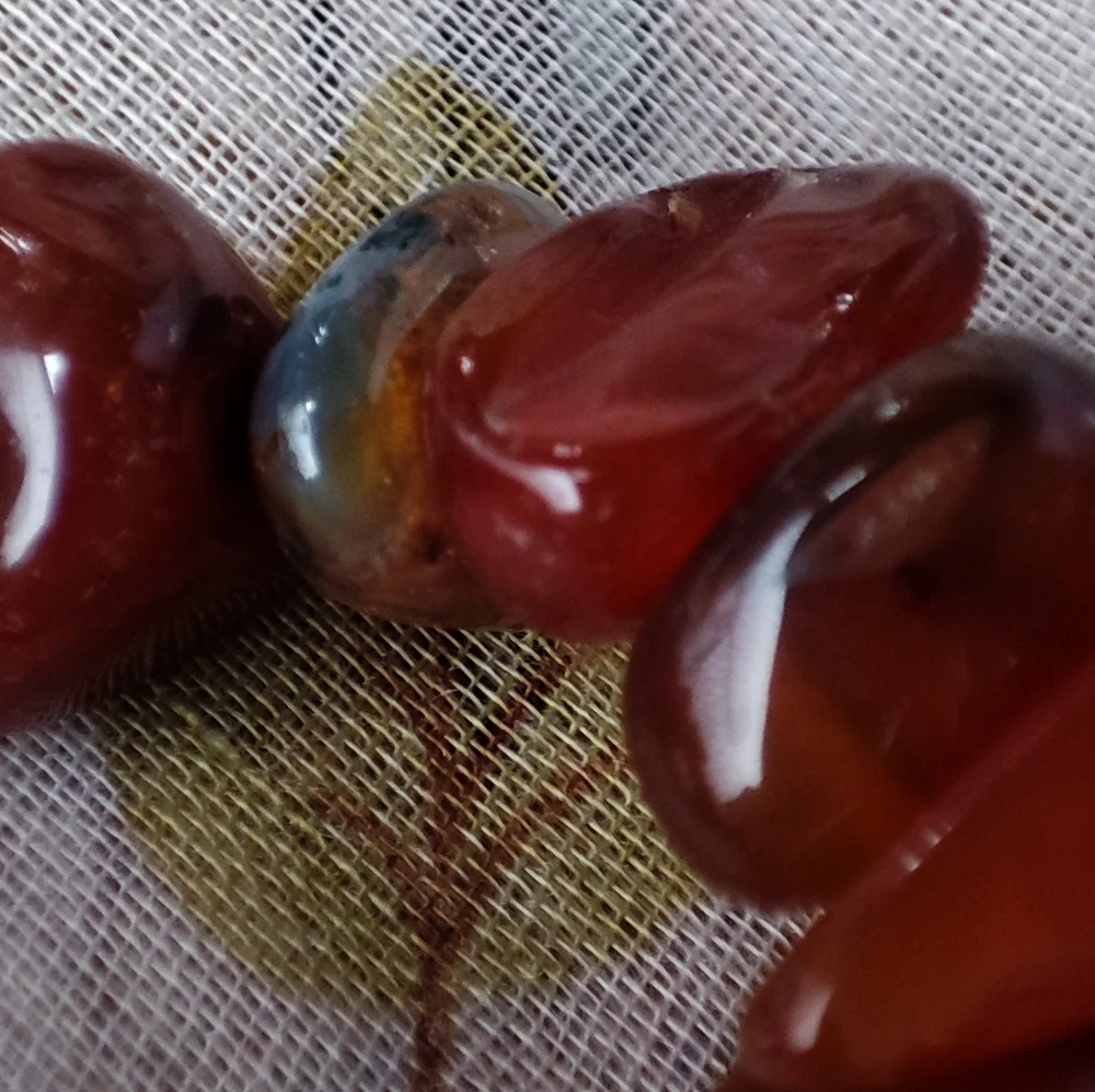 Carnelian Stretch Bracelet Tumbled Rocks Stones Hound Nature's Beauty Restrung